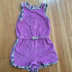 Romper Floral-Trim Terry cloth Girl Carters 9 month. Swimsuit cover or daywear